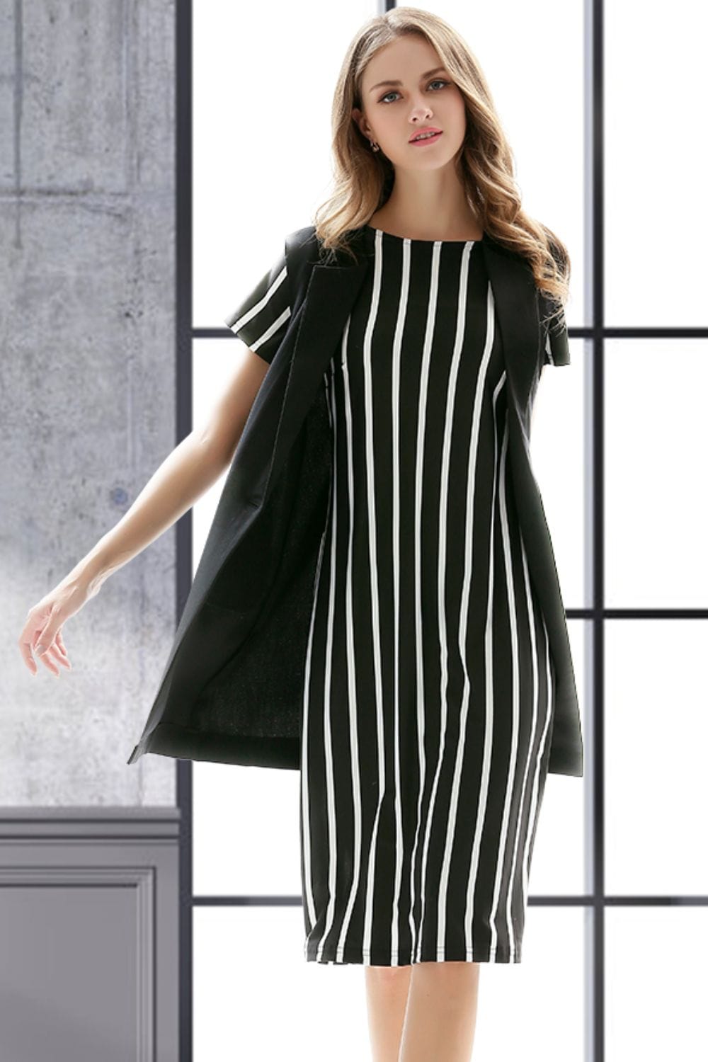 One-Button Sleeveless Longline Blazer - Fashorio