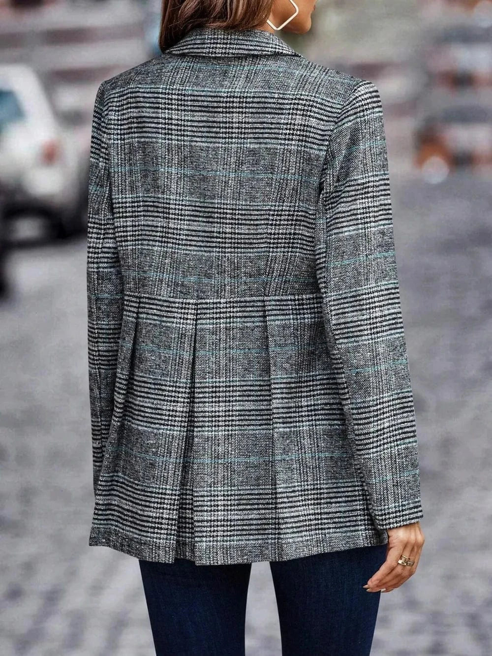 Plaid Button Up Lapel Collar Blazer - Fashorio