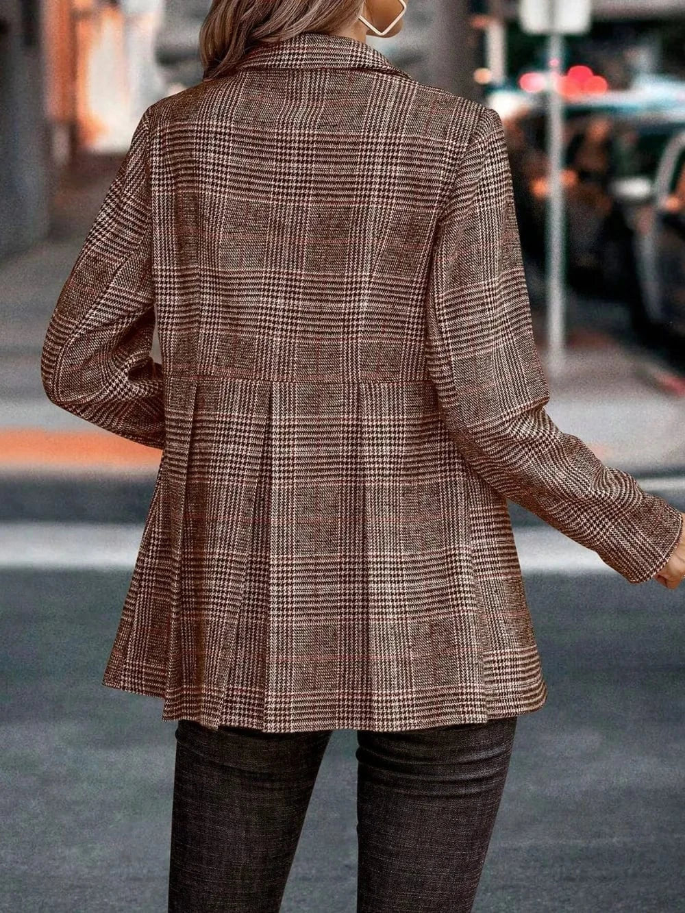 Plaid Button Up Lapel Collar Blazer - Fashorio