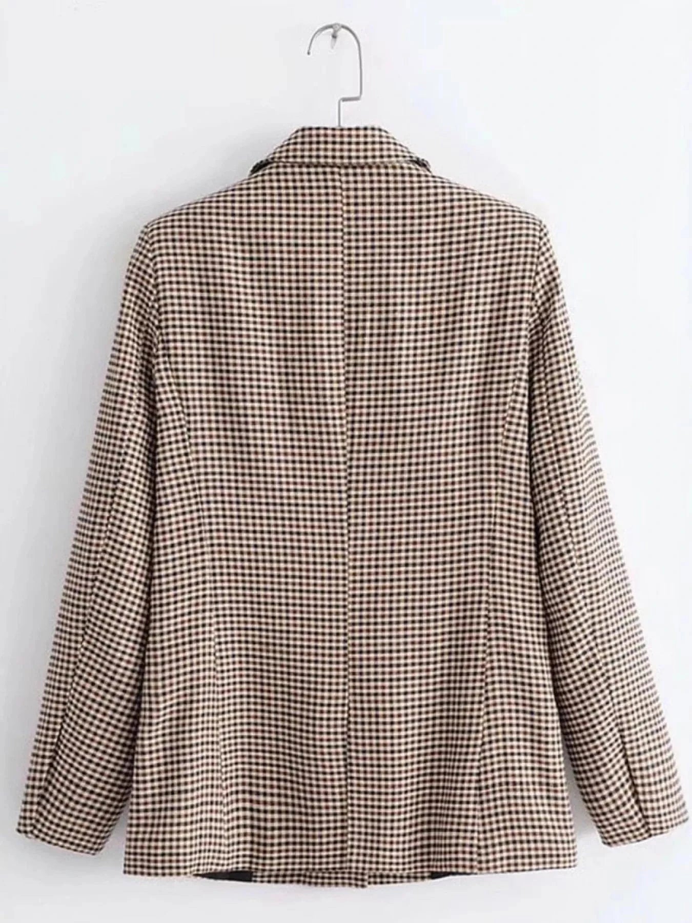 Plaid Lapel Collar Long Sleeve Blazer - Fashorio