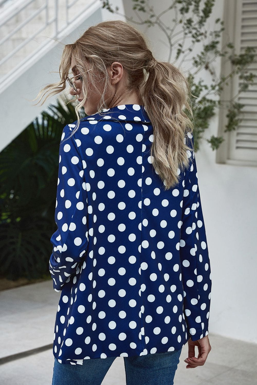 Polka Dot Long Sleeve Blazer - Fashorio