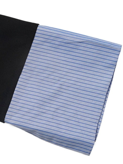 Striped Collar Long Sleeve Fake Two-Piece Blazer - Fashorio