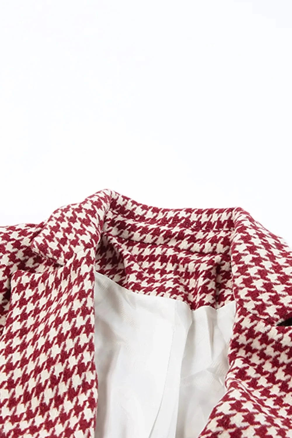 Women’s Houndstooth Double-Breasted Blazer with Classic Collar - Fashorio