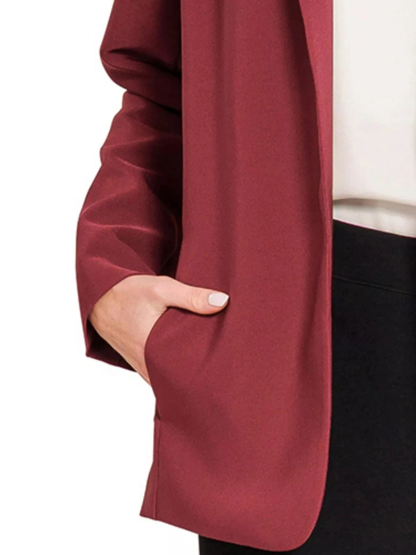 Zenana Woven Long Sleeve Blazer With Lining - Fashorio