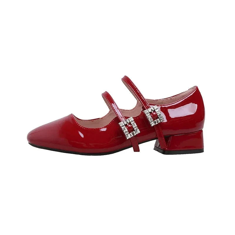 Block Heel Buckle Mary Jane Shoes - Fashorio