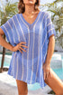 Fashorio Blue / One Size Angel Wings Openwork V-Neck Short Sleeve Cover Up