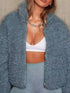 Fashorio Blue / S Cozy Zip Up Cropped Sherpa Jacket