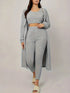 Fashorio Blue / S Fuzzy Tank Long Sleeve Cardigan and Pants 3-Piece Lounge Set