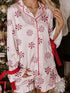 Fashorio Blush Pink / S Christmas Candy Contrast Trim Bow Knot Top and Shorts 2pcs Pajama Set
