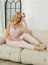 Fashorio Blush Pink / S Fuzzy V-Neck Cami and Pants Lounge Set
