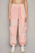 POL Drawstring Pocketed Contrast Jogger Pants Blush Pink - Fashorio