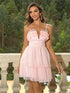 Fashorio Blush Pink / XS Flower Applique Mesh Patchwork Spaghetti Strap Dress