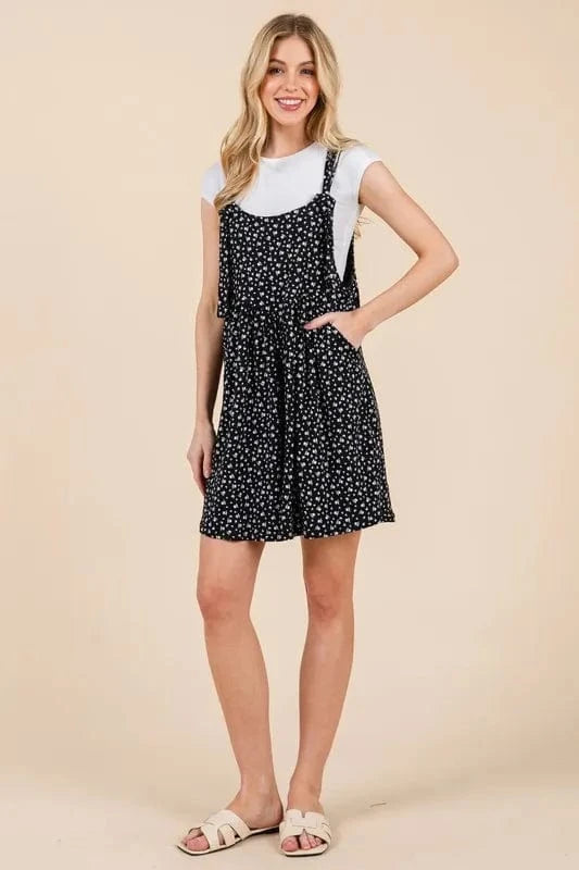 BOMBOM Floral Print Overalls with Pockets - Fashorio