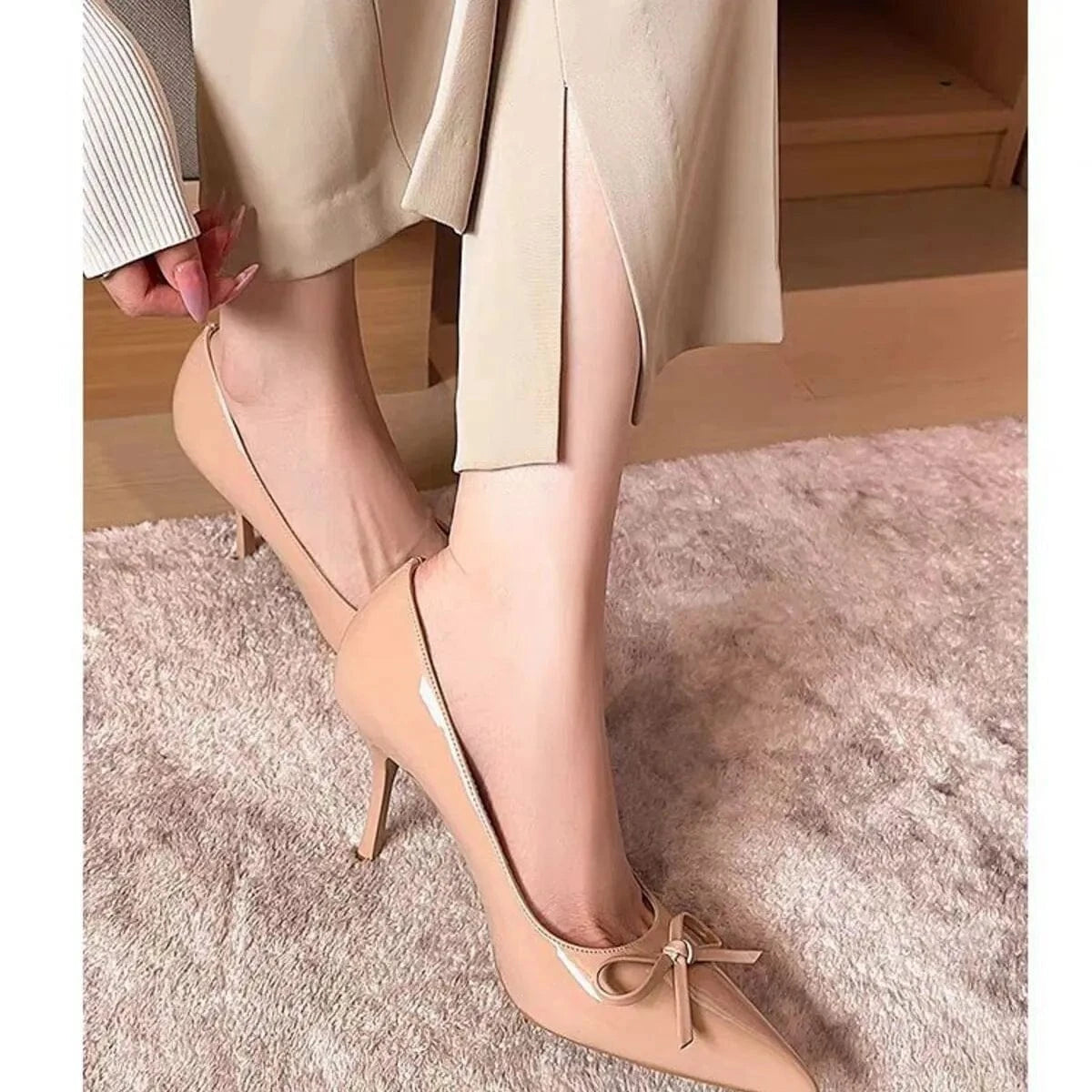 Bow Detail Point Toe Pumps - Fashorio
