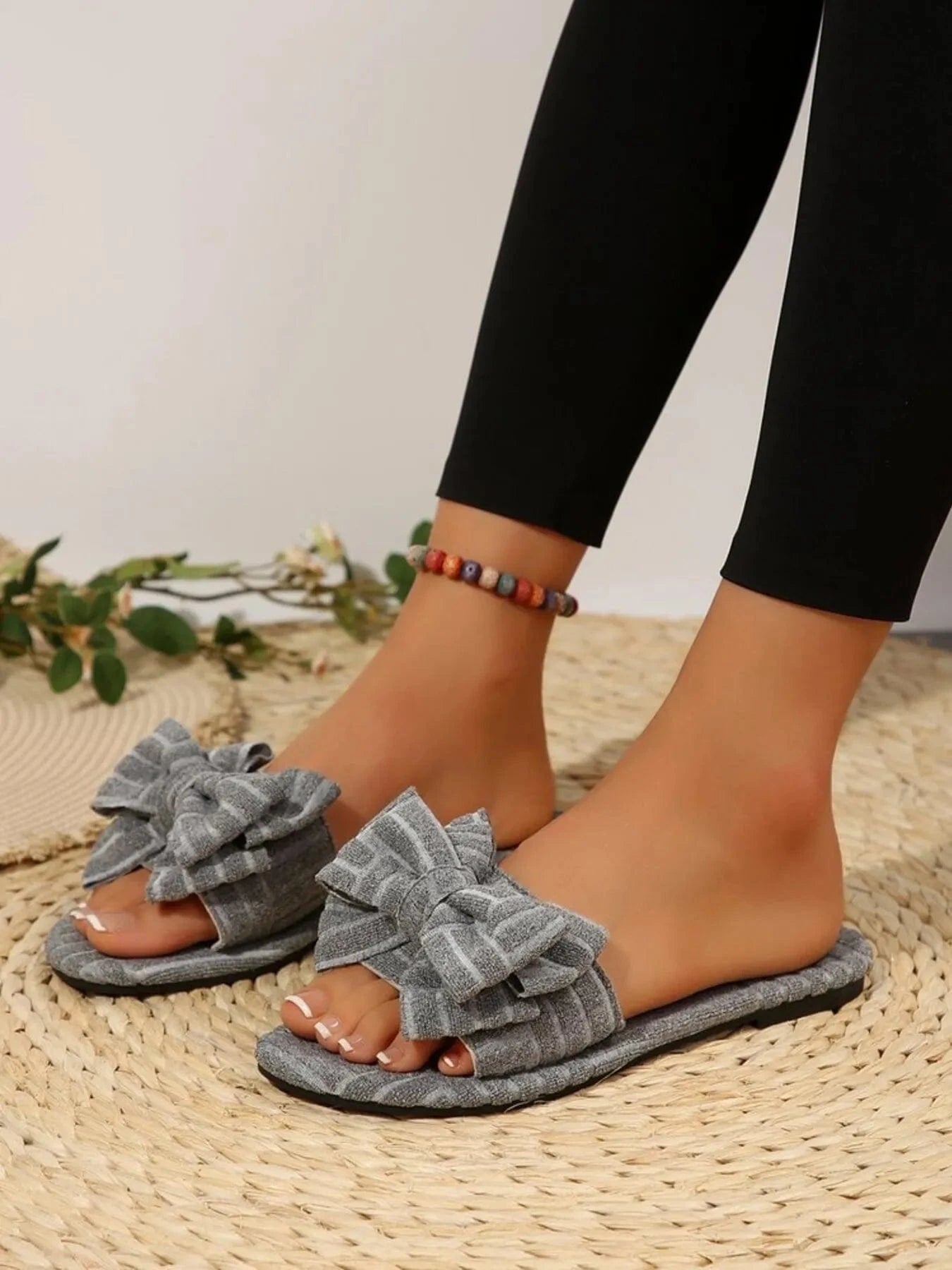 Bow Knot Open Toe Slippers - Fashorio