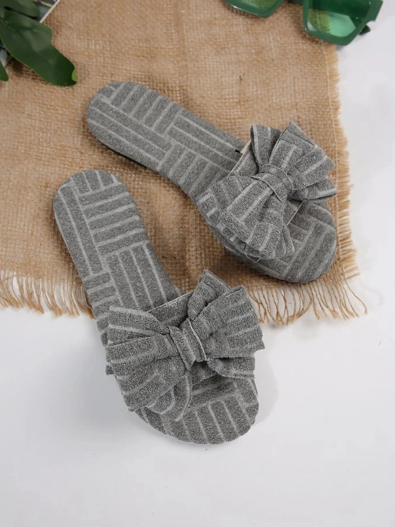 Bow Knot Open Toe Slippers - Fashorio