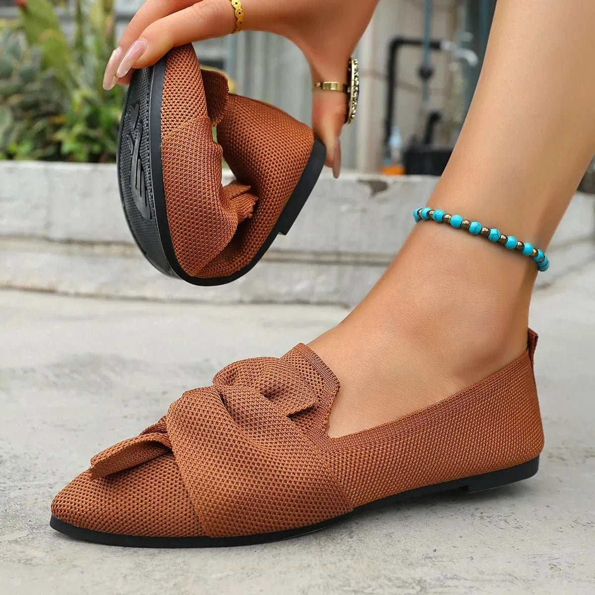 Bow Point Toe Flats Slip-Ons - Fashorio
