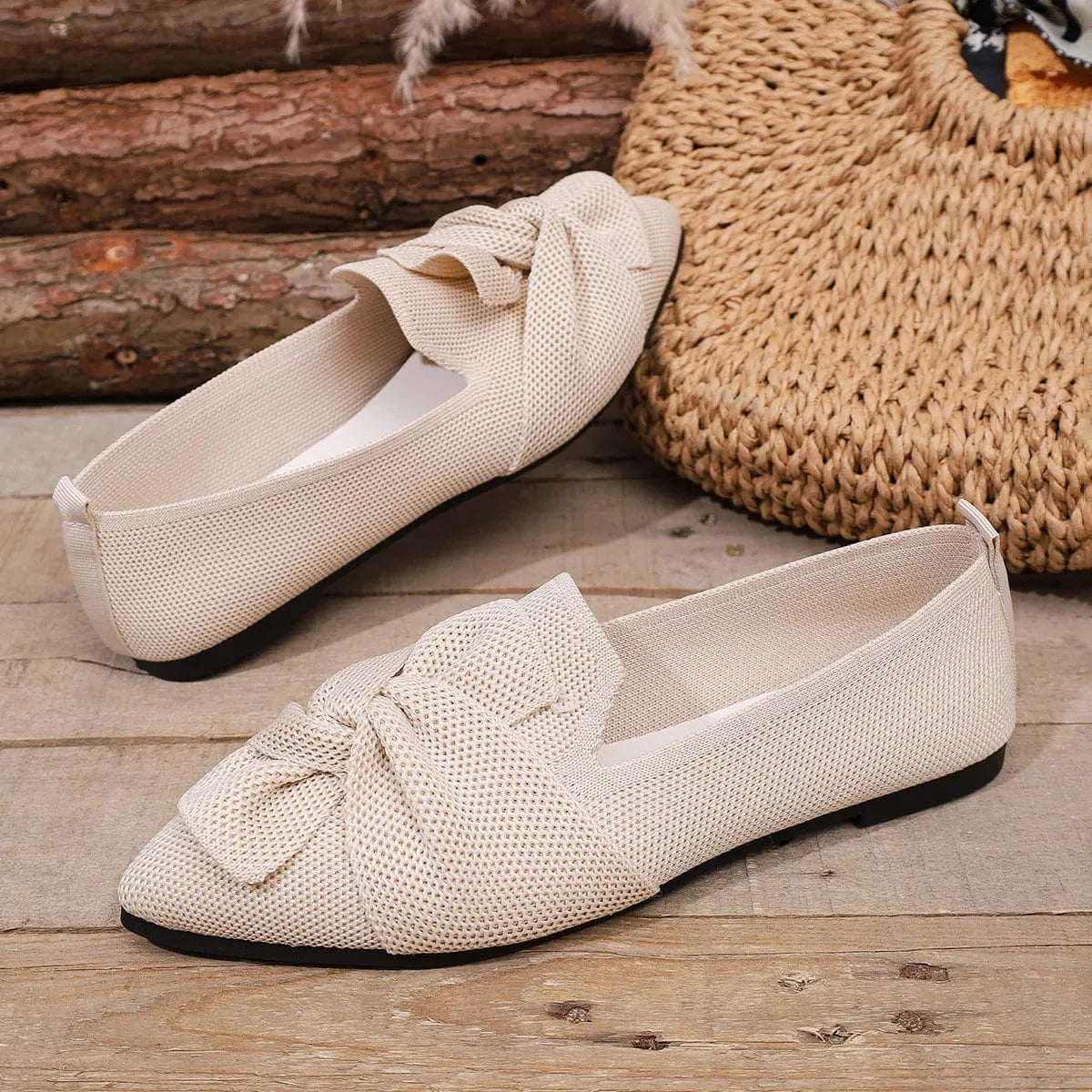 Bow Point Toe Flats Slip-Ons - Fashorio