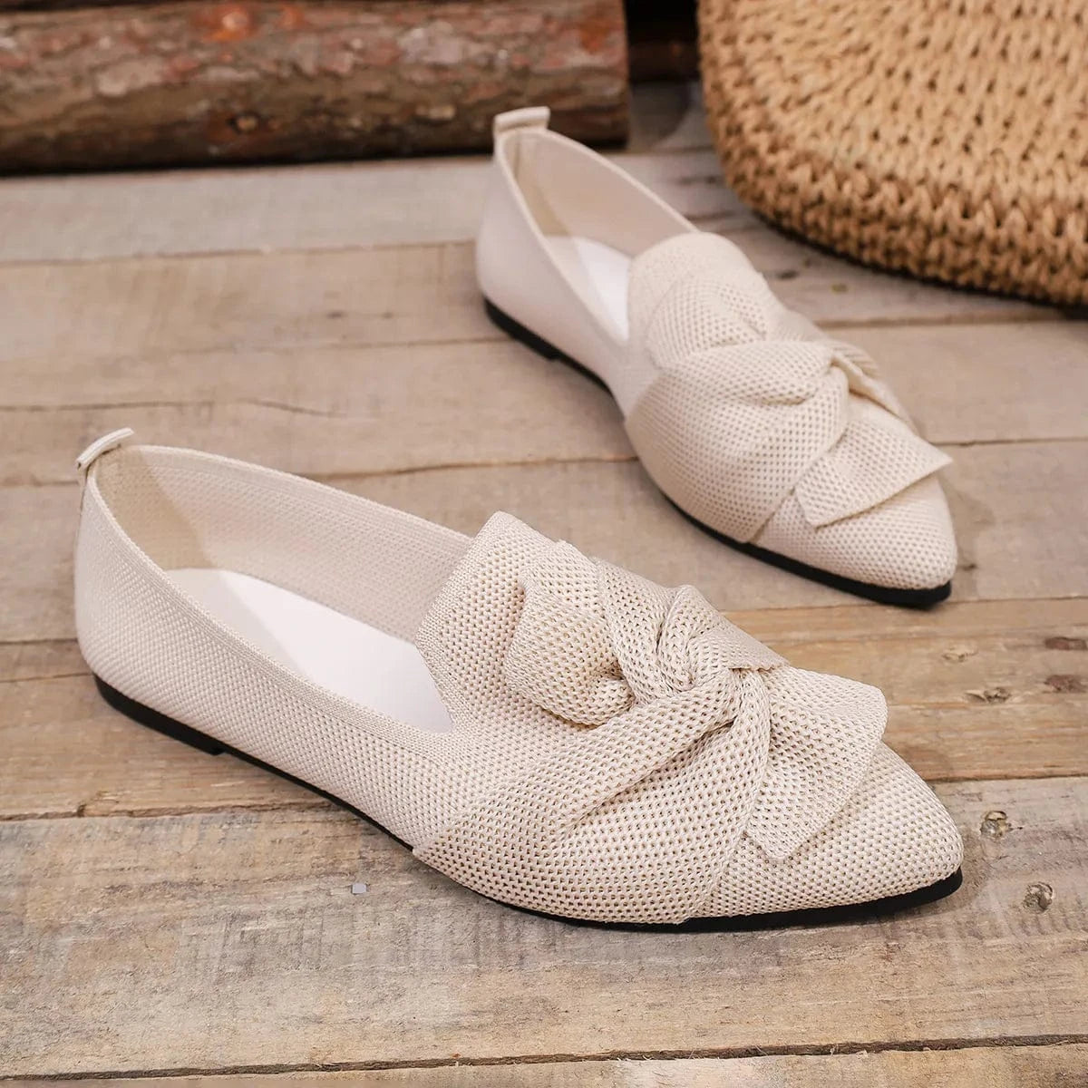Bow Point Toe Flats Slip-Ons - Fashorio