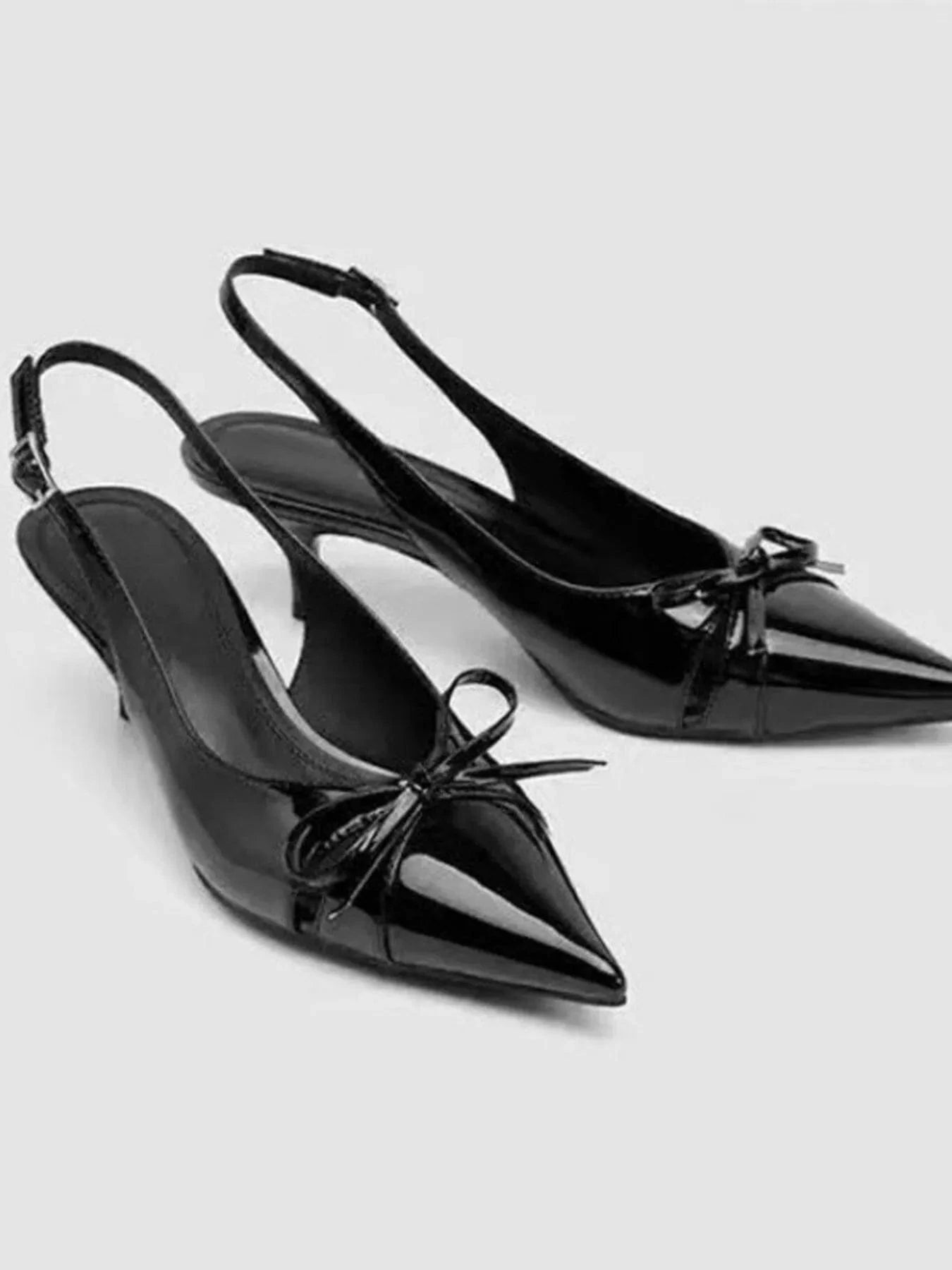 Bow Point Toe Slingback Pumps - Fashorio
