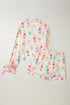 Fashorio Bow Printed Collared Neck Top and Drawstring Shorts Lounge Set