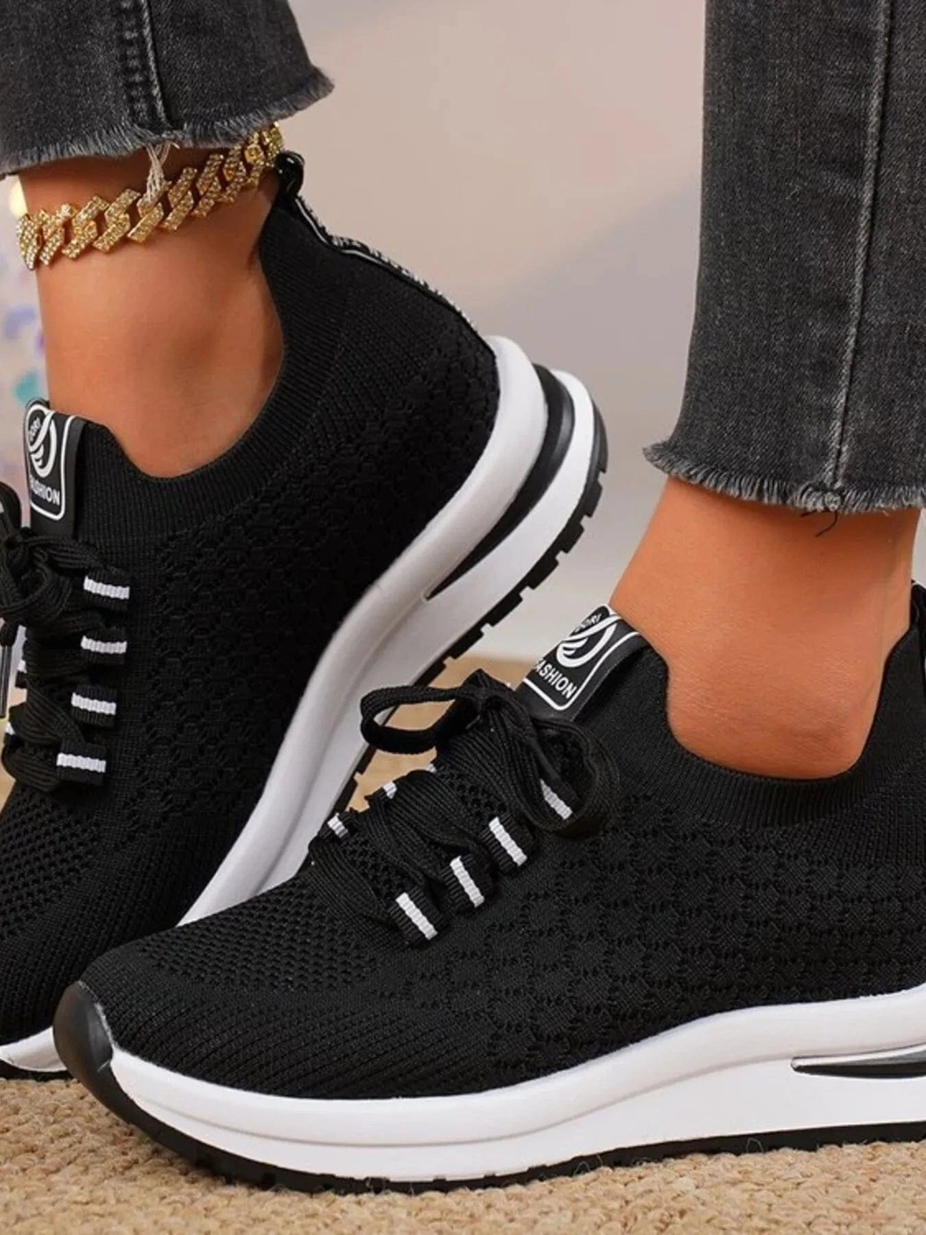 Breathable Mesh Lace Up Sneakers - Fashorio