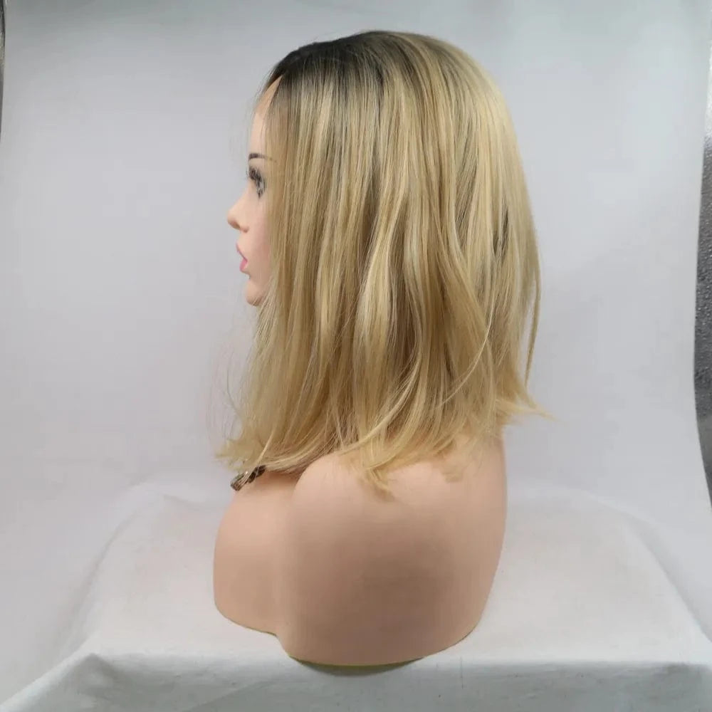 13*3" Lace Front Wigs Synthetic Mid-length Straight 12" 130% Density - Fashorio