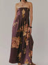 Fashorio Brown / S Floral Print Sleeveless Maxi Dress