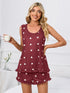Fashorio Burgundy / S Heart Scoop Neck Tank and Shorts Lounge Set