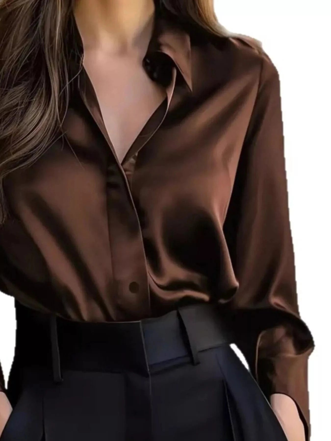 Button Down Collared Neck Long Sleeve Shirt - Fashorio