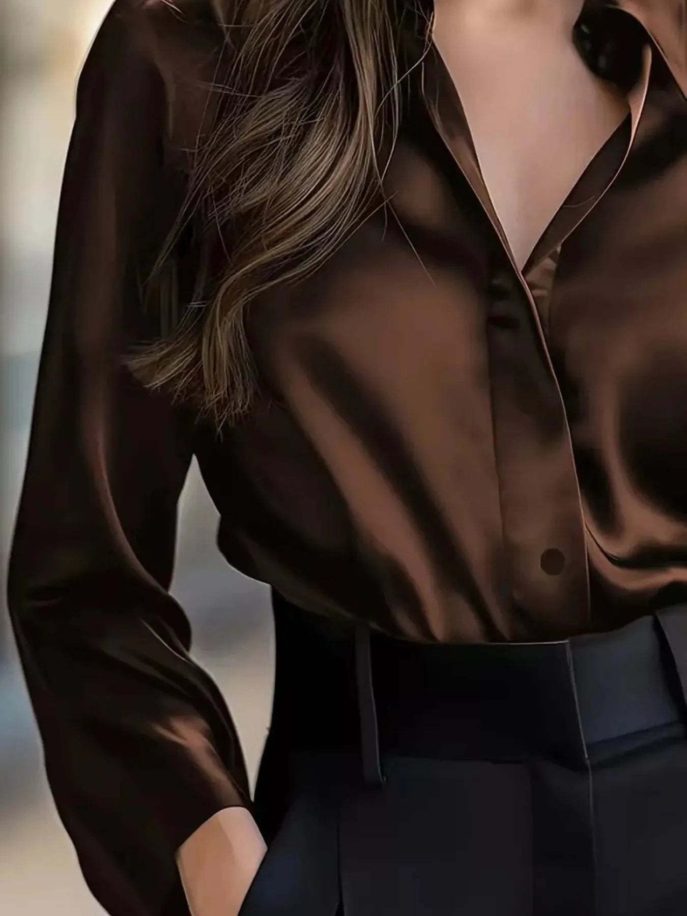 Button Down Collared Neck Long Sleeve Shirt - Fashorio