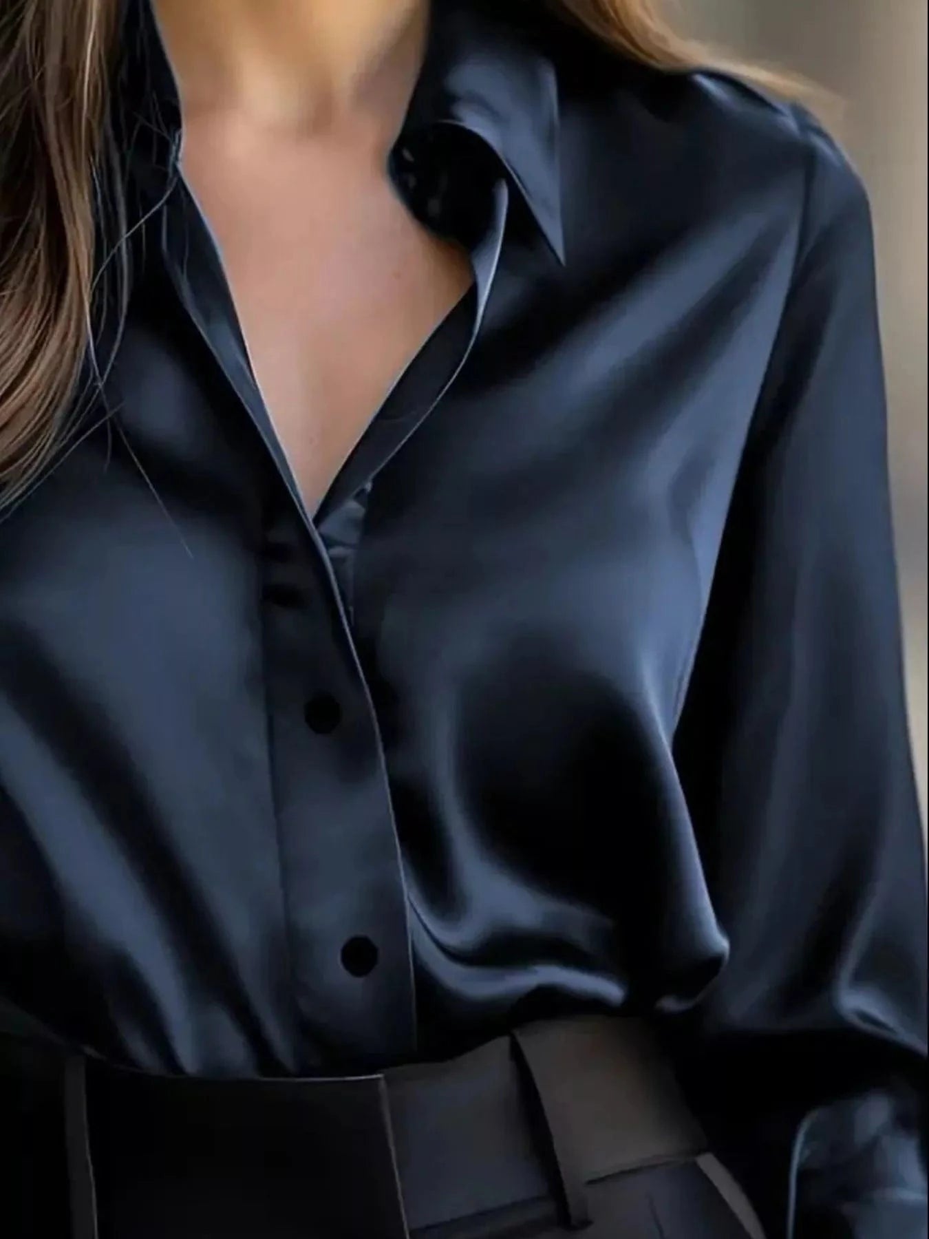 Button Down Collared Neck Long Sleeve Shirt - Fashorio