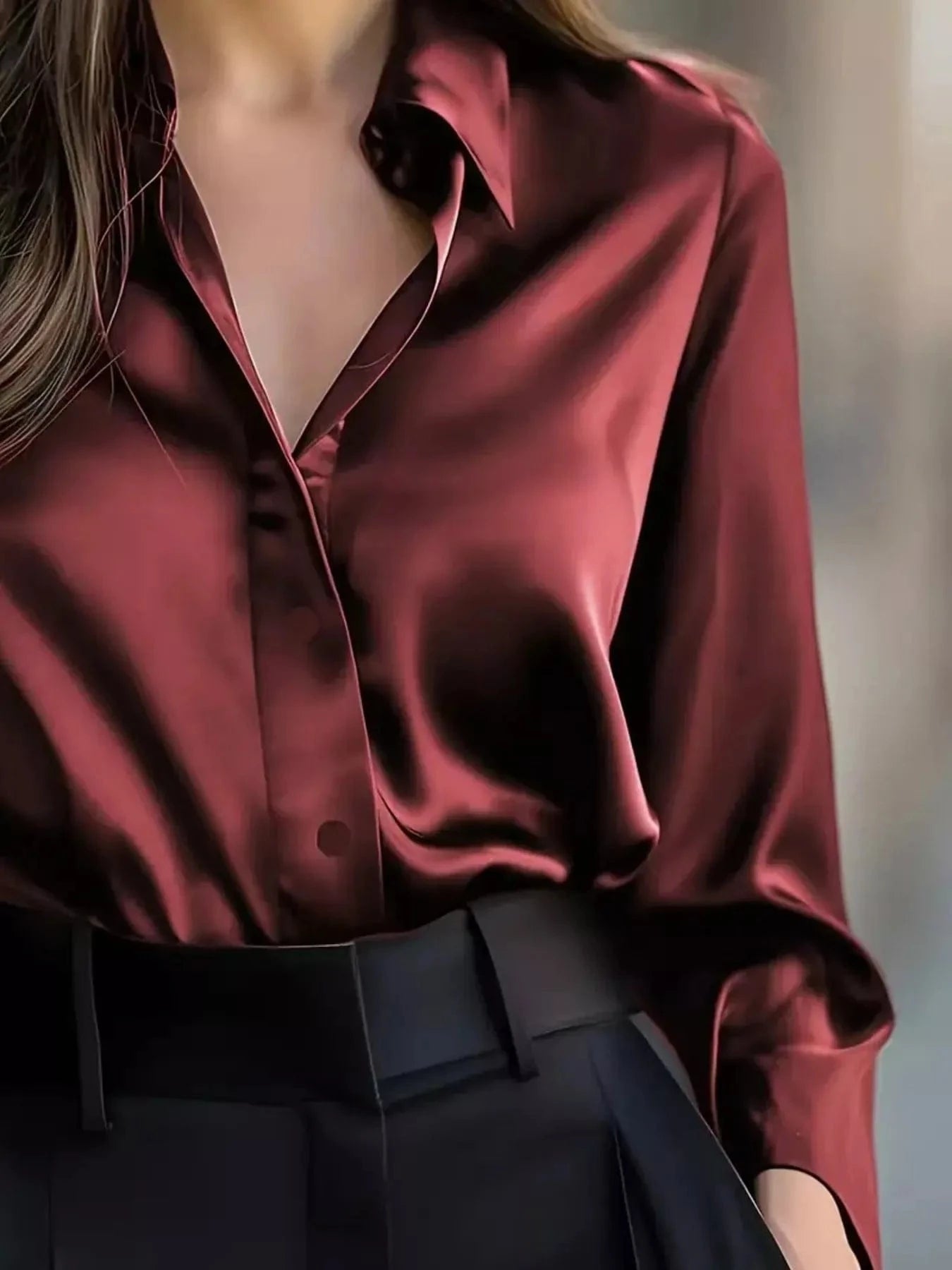 Button Down Collared Neck Long Sleeve Shirt - Fashorio