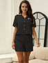 Fashorio Button Down Short Sleeve Top and Shorts Lounge Set