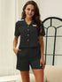 Fashorio Button Down Short Sleeve Top and Shorts Lounge Set
