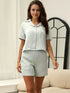 Fashorio Button Down Short Sleeve Top and Shorts Lounge Set