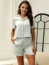 Fashorio Button Down Short Sleeve Top and Shorts Lounge Set
