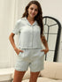 Fashorio Button Down Short Sleeve Top and Shorts Lounge Set