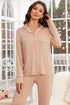 Fashorio Button Up Long Sleeve Top and Pants Lounge Set