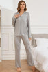 Fashorio Button Up Long Sleeve Top and Pants Lounge Set