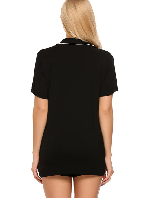 Fashorio Button Up Short Sleeve Top and Shorts Lounge Set