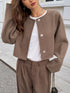 Fashorio Camel / S Button-Front Dropped Shoulder Cropped Jacket