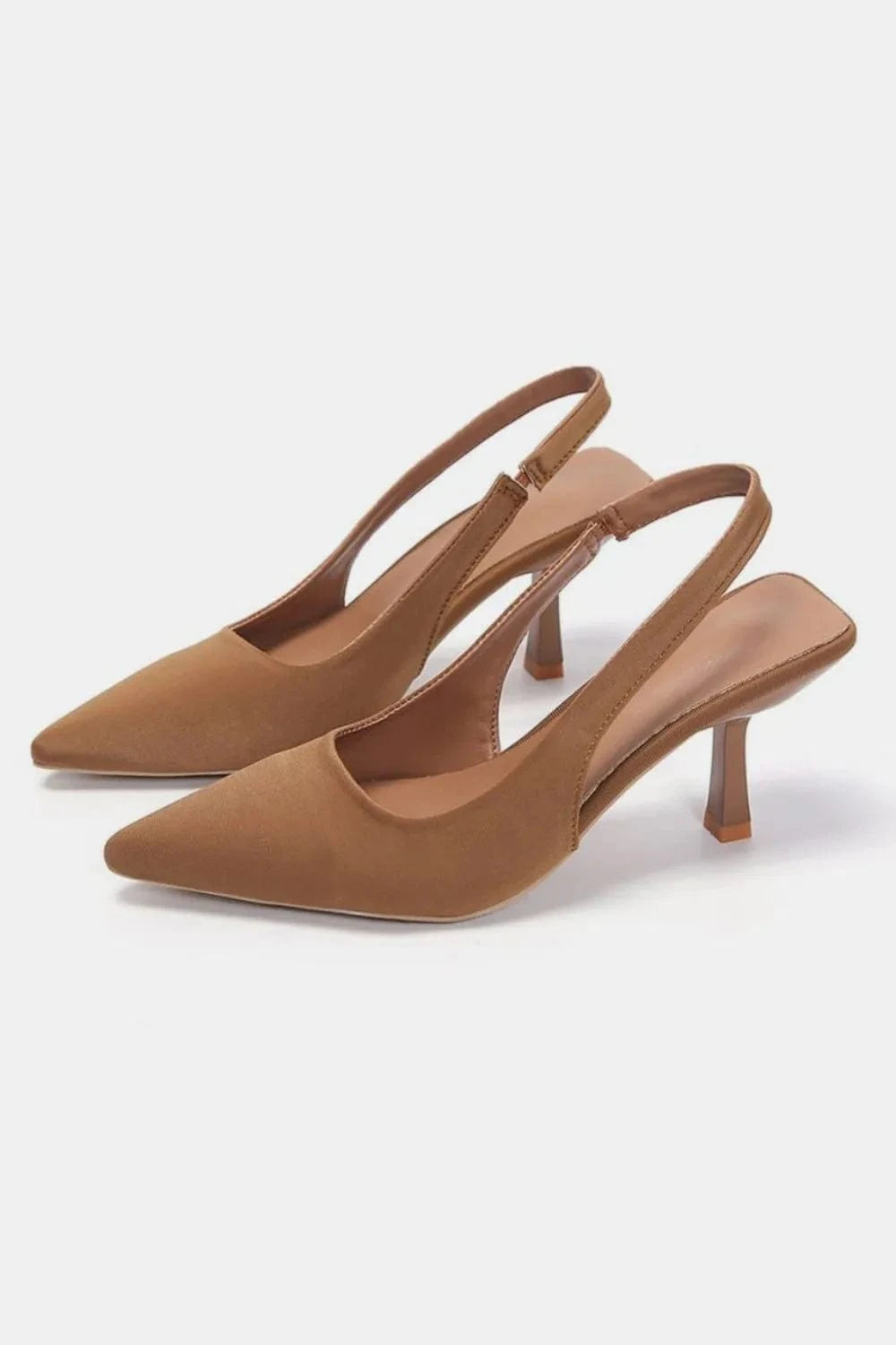 PU Leather Point Toe Pumps Caramel - Fashorio