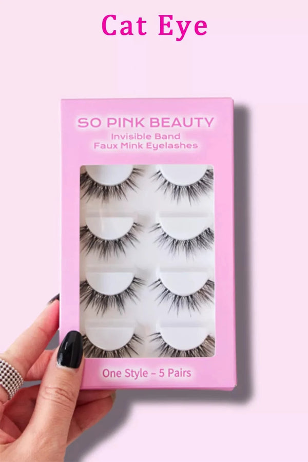SO PINK BEAUTY Faux Mink Eyelashes 5 Pairs Cat Eye One Size - Fashorio