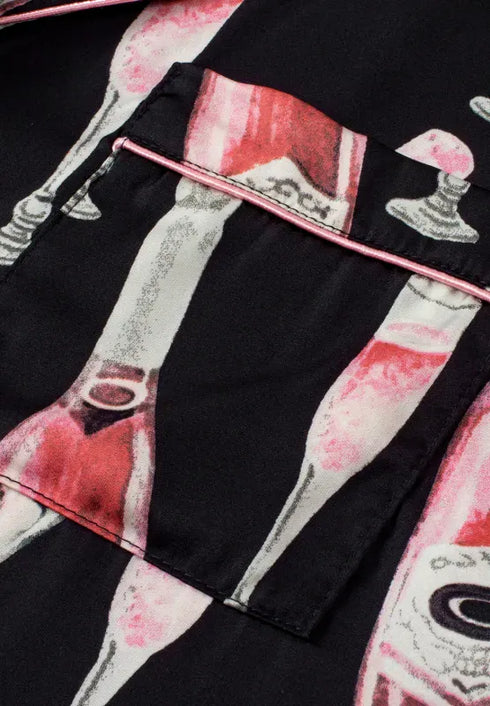 Fashorio Champagne Print Short Sleeve Top and Shorts Set