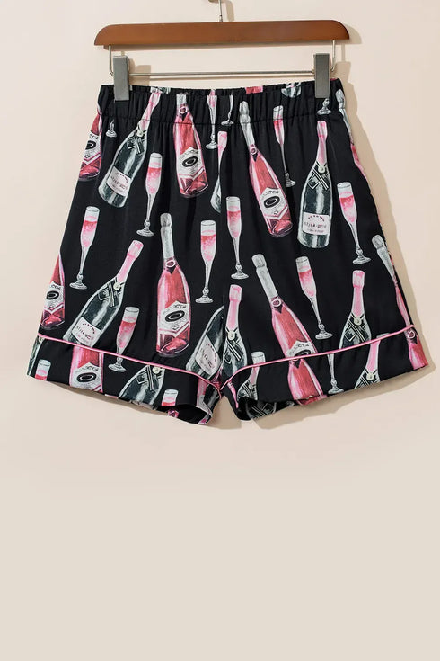 Fashorio Champagne Print Short Sleeve Top and Shorts Set