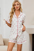 Fashorio Cheery Print Collared Neck Top and Shorts Lounge Set