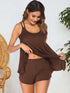 Fashorio Chocolate / S Scoop Neck Top and Shorts Lounge Set