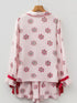 Fashorio Christmas Candy Contrast Trim Bow Knot Top and Shorts 2pcs Pajama Set