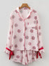 Fashorio Christmas Candy Contrast Trim Bow Knot Top and Shorts 2pcs Pajama Set